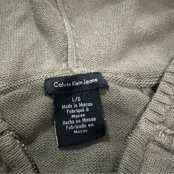 Calvin Klein Jeans Olive Hooded Knit Sweatshirt - Picture 3 of 3